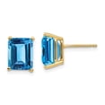 thumbnail image 1 of Auriga Fine Jewelry 14K Yellow Gold Emerald-cut Blue Topaz Stud Earrings for Women (L- 0.36 inch, W- 0.28 inch), 1 of 6