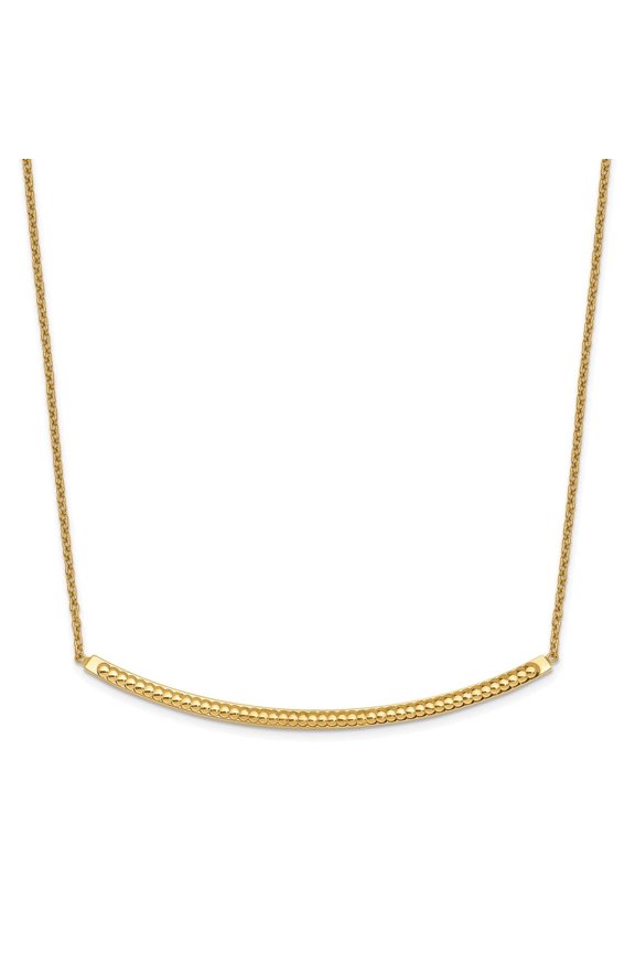 Fine Jewelry 14K Yellow Gold . Bar Necklace 16inch for Women