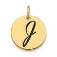 thumbnail image 1 of Auriga Fine Jewelry 14K Yellow Gold Black Enamel Letter J Initial Disk Charm for Women(L- 15.24 mm, W- 15.24 mm), 1 of 3