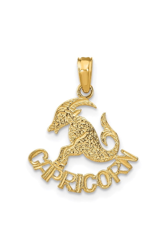 Fine Jewelry 14K Yellow Gold CAPRICORN Zodiac Charm for Women (Length - 17.8 mm, Width - 16 mm)