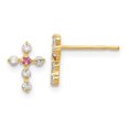 thumbnail image 1 of Auriga Fine Jewelry 14K Yellow Gold CZ Cross Stud Earrings for Women (L- 0.31 Inch, W- 0.24 Inch), 1 of 6