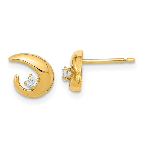 Auriga Fine Jewelry 14K Yellow Gold CZ Fancy Stud Earrings for Women (L 7mm, W- 8.75mm)