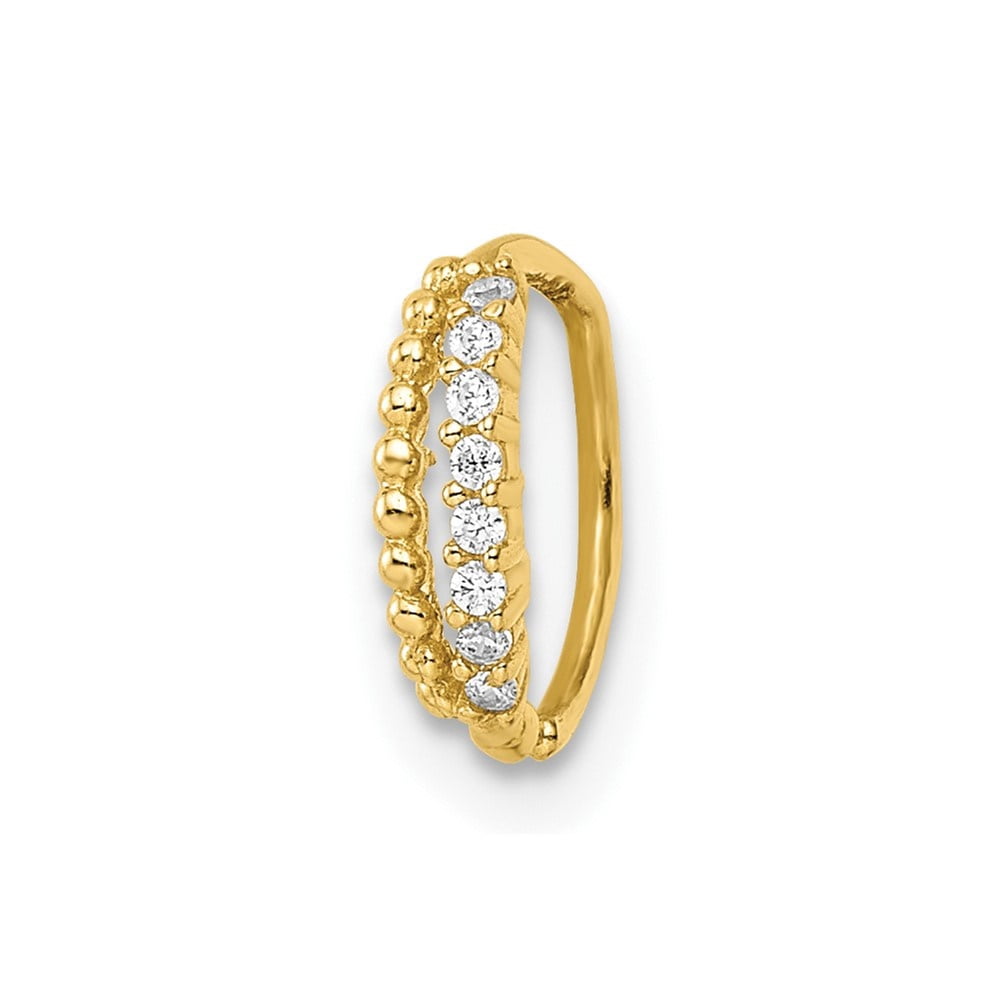 Auriga 14k Yellow Gold CZ Nose Ring/ Ear Cuff for Women(L- 8.49mm, W- 2.65mm)