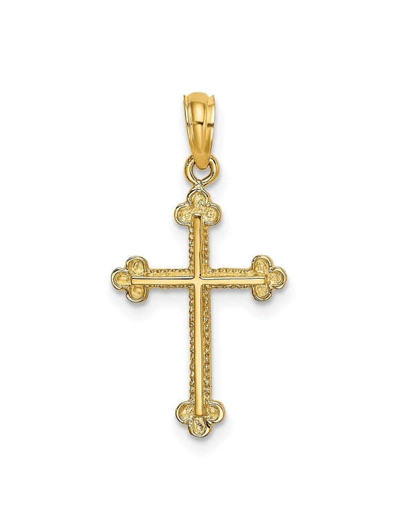 14k Yellow Gold Cross W/ Spade Tip Edges Charm for Women (Length - 18.9 mm, Width - 14 mm)