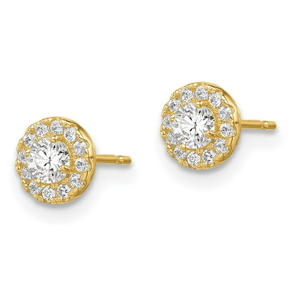 Auriga 14k Yellow Gold Cubic Zirconia Circle Stud Earrings for Women