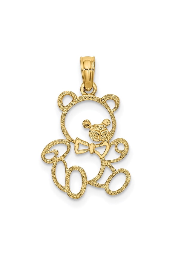 14k Yellow Gold Cut out Teddy Bear Charm for Women