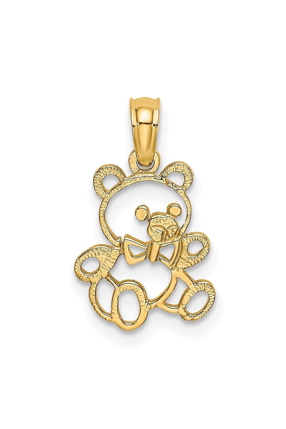14k Yellow Gold Cut out Teddy Bear Charm for Women
