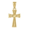 thumbnail image 1 of Auriga 14k Yellow Gold Diamond-Cut Cross Religious Charm Pendant for Women (L- 20.7mm, W- 10.2mm), 1 of 4