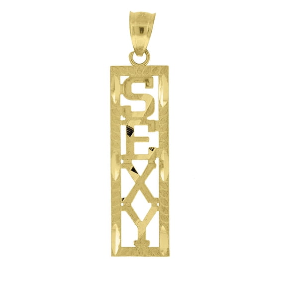 Auriga 14k Yellow Gold Diamond-Cut Sexy Charm Pendant for Women (L- 37.3mm, W- 8.6mm)