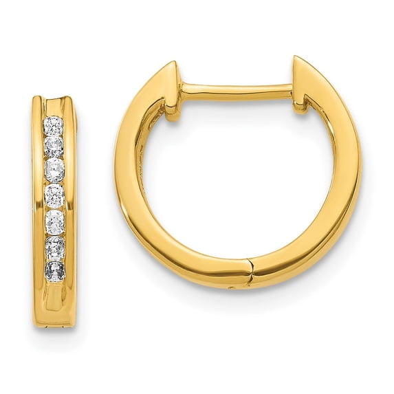 Auriga 14k Yellow Gold Diamond Hinged Hoop Earrings for Women