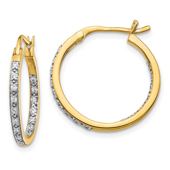 Auriga Mother's Day Gift 14k Yellow Gold Diamond In/Out Hoop Earrings for Women