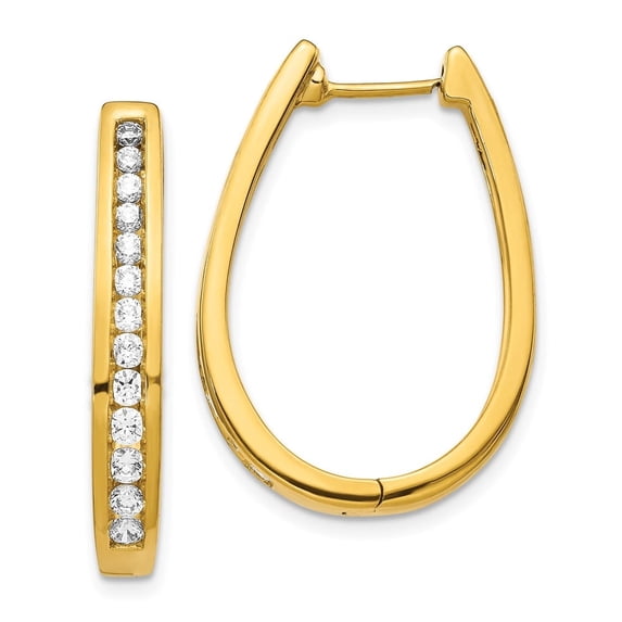 Auriga Fine Jewelry 14K Yellow Gold Diamond Oval Hinged Hoop Earrings for Women