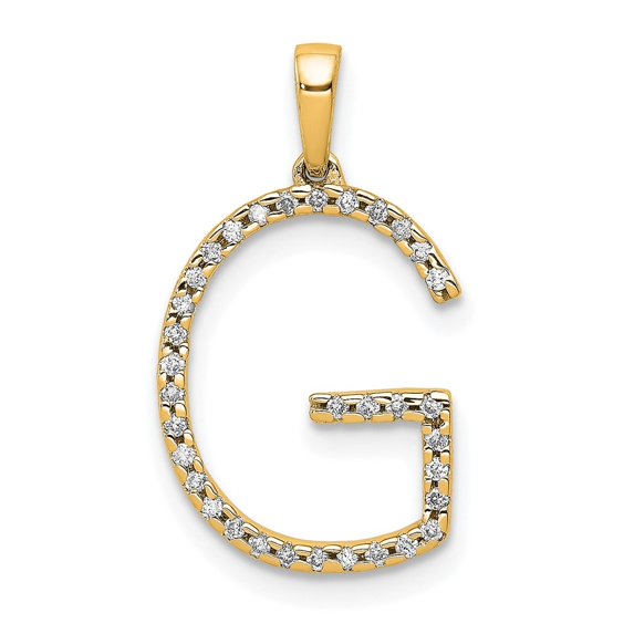Auriga Fine Jewelry 14K Yellow Gold Diamond Themed Letter G Initial Pendant for Women (L- 16.4 mm, W- 11.13 mm)