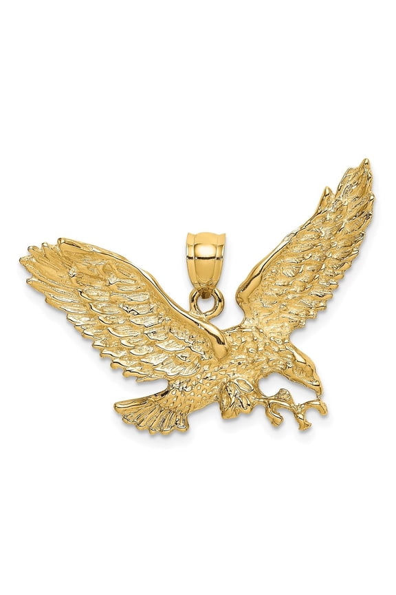 Fine Jewelry 14K Yellow Gold Eagle w/Beak Touching Claws Charm for Women