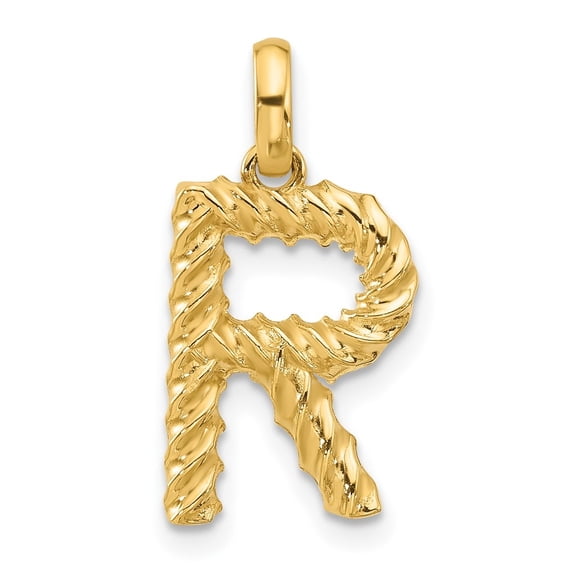 Auriga 14k Yellow Gold Fancy Twist Letter R Pendant for Women