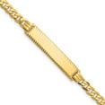 thumbnail image 1 of Auriga 14k Yellow Gold Flat Curb Link Diamond Cut ID Bracelet 7inch for Women, 1 of 6