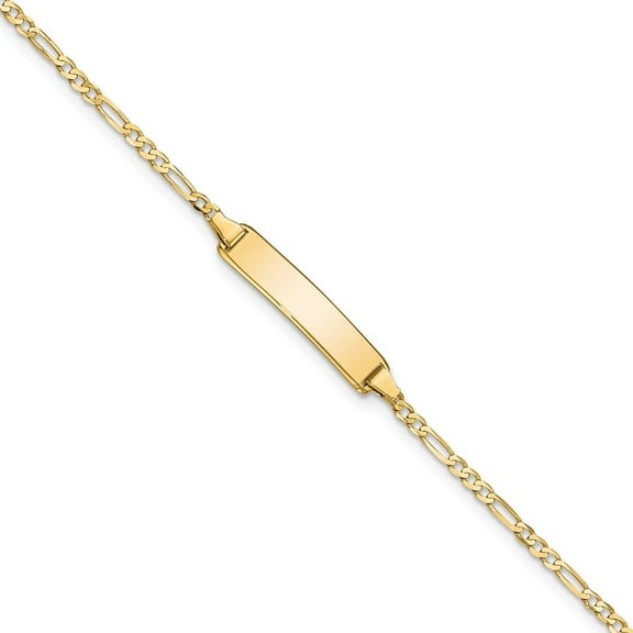 Auriga 14k Yellow Gold Flat Figaro Link ID Bracelet 7inch for Women