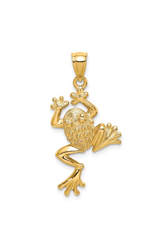 14k Yellow Gold Frog w/ Textured Back Charm for Women