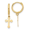 thumbnail image 1 of Auriga Fine Jewelry 14K Yellow Gold Hinged Dangle Cross Hoop Earrings for Women (L-22.7mm, W-7.1mm), 1 of 3
