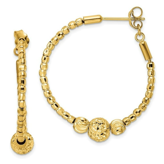 Auriga 14k Yellow Gold Hoop Beaded Hoop Earrings for Women(L- 30.28mm, W- 29.52mm)