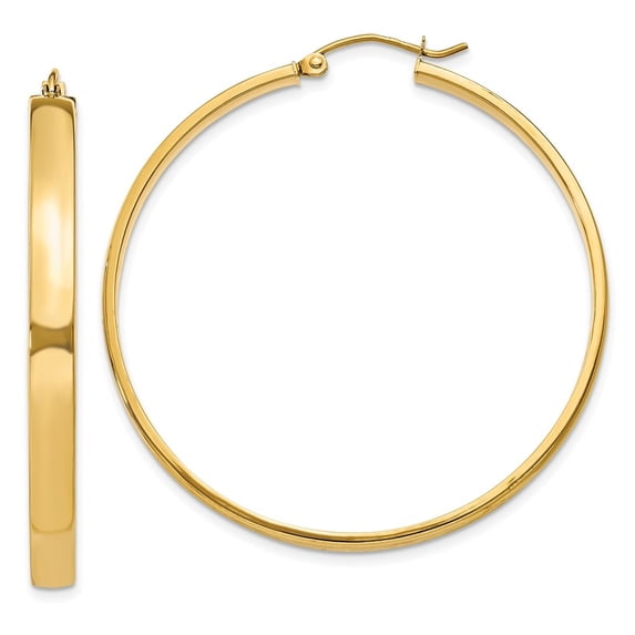 Auriga 14k Yellow Gold Hoop Earrings for Women(L- 45mm, W- 4mm)