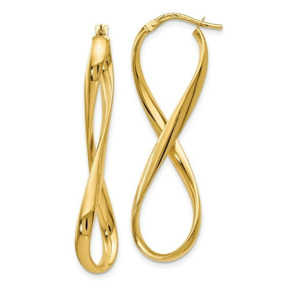 Auriga Fine Jewelry 14K Yellow Gold Infinity Hoop Earrings for Women (L-46mm, W-13mm)