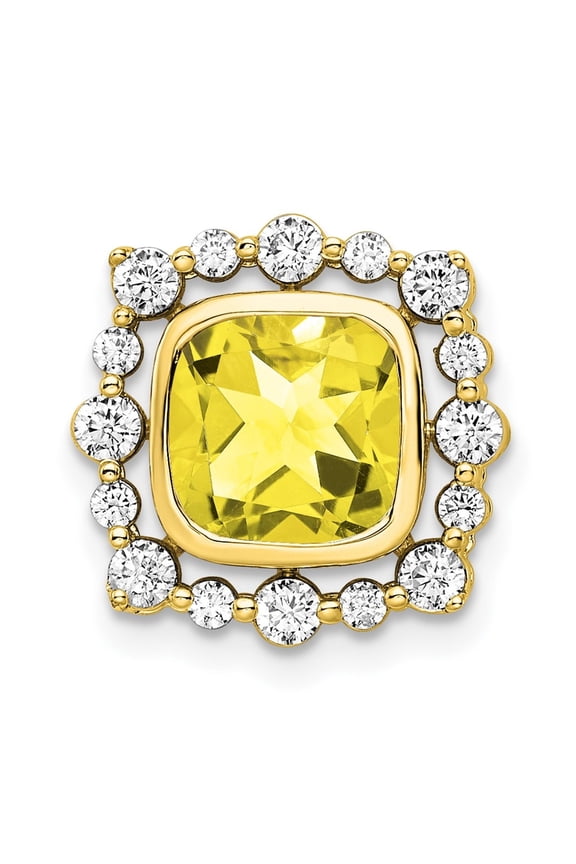 14k Yellow Gold Lab Grown Diamond VS/SI GH, & Cr Yellow Sapphire Square Pendant for Women (L-14.54mm, W-14.54mm)