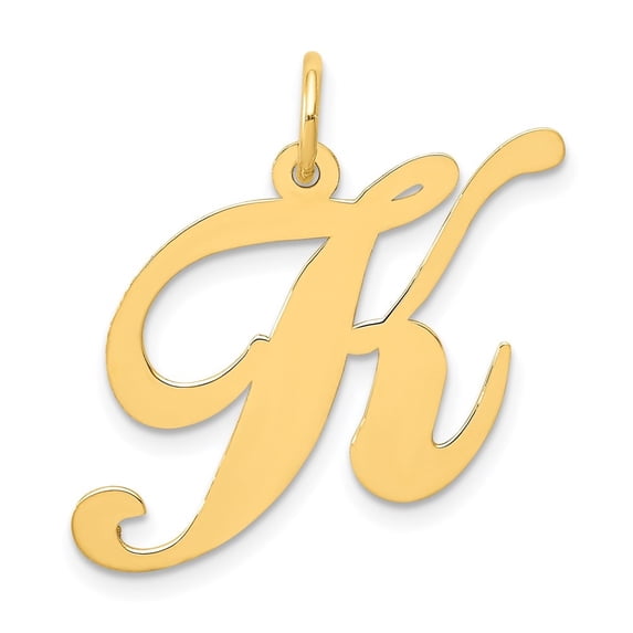 Auriga 14k Yellow Gold Large Script Letter K Initial Charm for Women