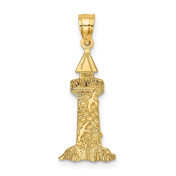 Auriga 14k Yellow Gold Lighthouse With Seagulls Charm for Women