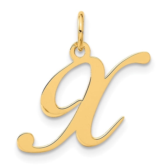 Auriga Fine Jewelry 14K Yellow Gold Medium Script Letter X Initial Pendant for Women