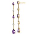 thumbnail image 1 of Auriga Fine Jewelry 14K Yellow Gold Pear Amethyst and White Topaz Dangle Earrings for Women, 1 of 5