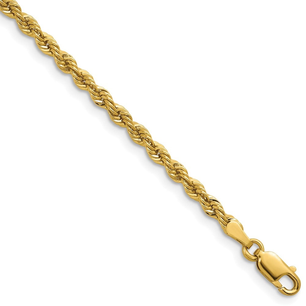 Auriga Fine Jewelry 14K Yellow Gold Polished 3.1mm Solid Rope 7 Inch ...