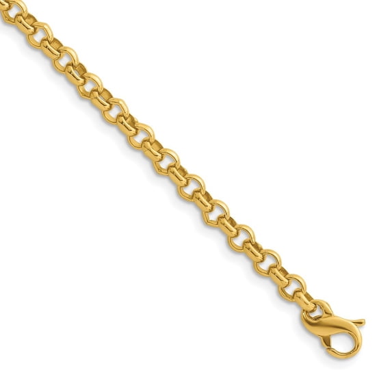 Auriga 14k Yellow Gold Polished 4.3mm Solid Rolo Link 8 Inch Chain Bracelet for Women