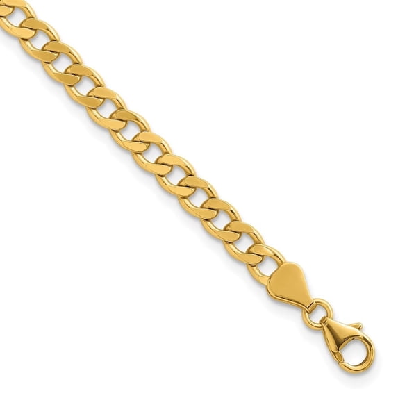 Auriga Fine Jewelry 14K Yellow Gold Polished 5.7mm Solid Curb 8 Inch Chain Bracelet for Women