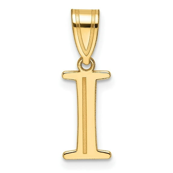 Auriga Fine Jewelry 14K Yellow Gold Polished Etched Letter I Initial Pendant for Women (L-20 mm)