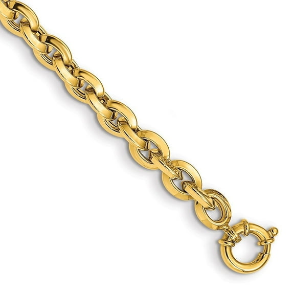 Auriga Fine Jewelry 14K Yellow Gold Polished Fancy Knife-edge Rolo Link Bracelet 8inch for Women