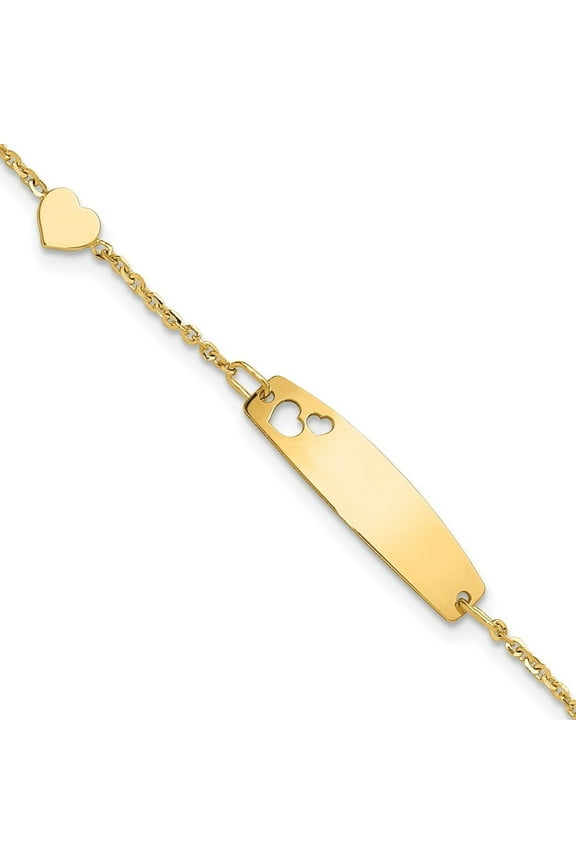 Fine Jewelry 14K Yellow Gold Polished Heart ID Bracelet 5.5" for Women