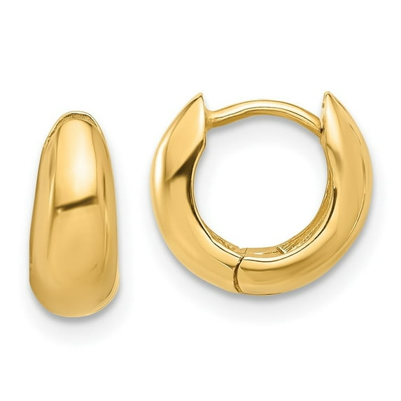 Auriga 14k Yellow Gold Polished Hinged Huggie Hoop Earrings for Women (L-10mm, W-11.6mm)