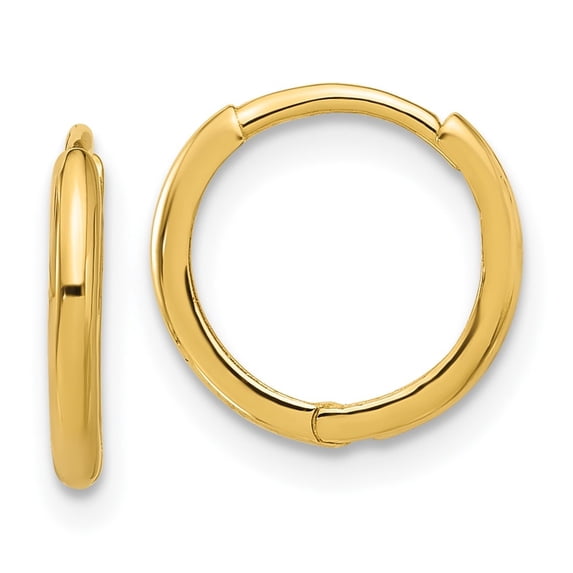 Auriga Fine Jewelry 14K Yellow Gold Polished Hinged Huggie Hoop Earrings for Women (L-12.1mm, W-12.1mm)