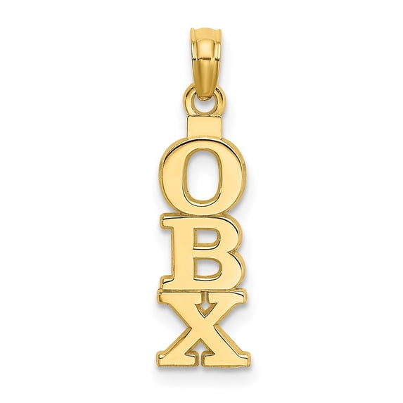 Auriga Fine Jewelry 14K Yellow Gold Polished OBX (Outer Banks) Vertical Charm (L - 22.75 mm, W - 6.45 mm)