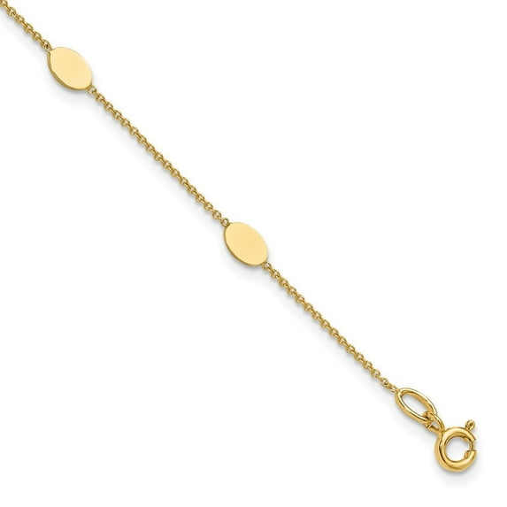 Auriga 14k Yellow Gold Polished Oval Discs Station Bracelet 7inch for Women