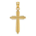 thumbnail image 1 of Auriga 14k Yellow Gold Polished & Textured Fancy Cross Pendant for Women (L-33.75 mm, W-16 mm), 1 of 6