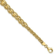 OXFORD UNIVERSITY PRESS Auriga 14k Yellow Gold Polished Textured and Diamond-cut Beaded Bracelet 7.5inch for Women