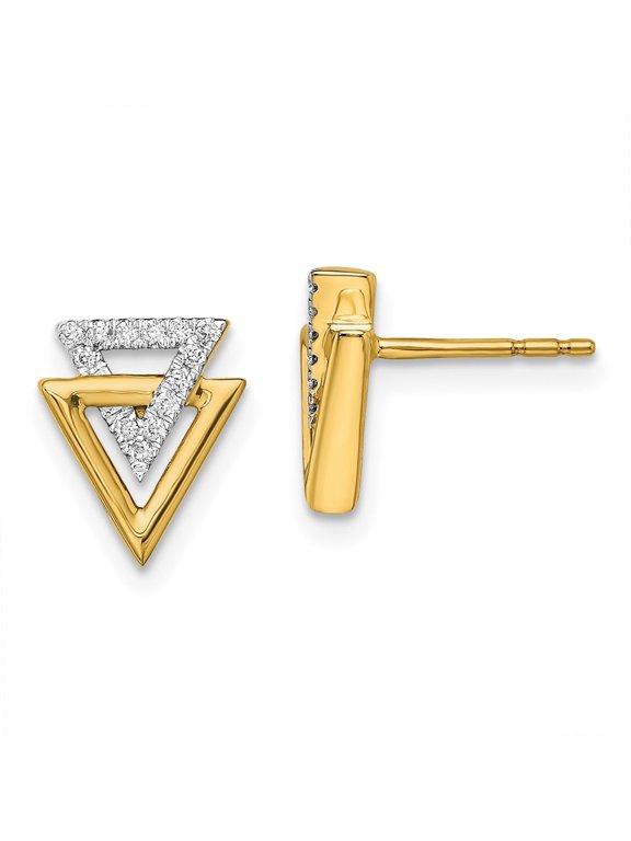 Fine Jewelry 14k Yellow Gold Triangle Diamond Stud Earrings for Women