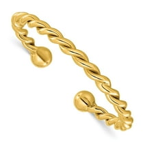 Auriga 14k Yellow Gold Polished Twisted 6mm Cuff Bangle for Men