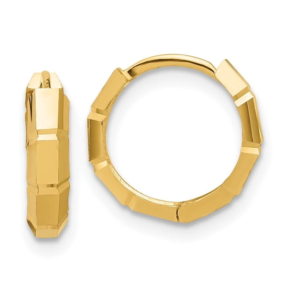 Auriga Fine Jewelry 14K Yellow Gold Polished and Diamond-cut Huggie Hoop Earrings for Women