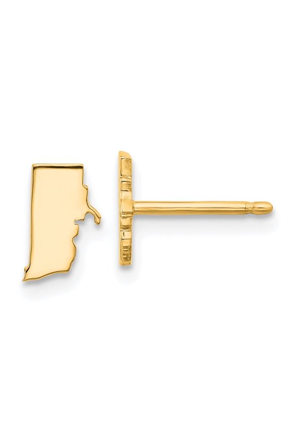 Fine Jewelry 14K Yellow Gold Rhode Island State Push back Stud Earrings for Women