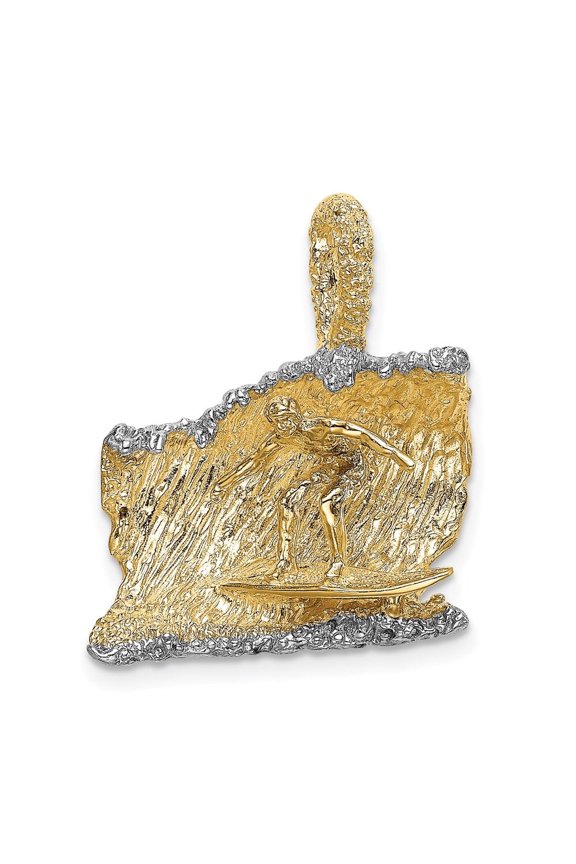 Fine Jewelry 14K Yellow Gold & Rhodium 3-D Surfer In Wave Charm for Women