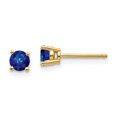thumbnail image 1 of Auriga Fine Jewelry 14K Yellow Gold Sapphire Stud Earrings for Women(L- 4mm, W- 4mm), 1 of 5