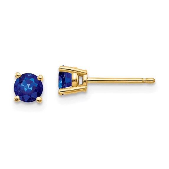 Auriga Fine Jewelry 14K Yellow Gold Sapphire Stud Earrings for Women(L- 4mm, W- 4mm)